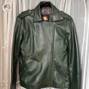 Green Leather Moto Jacket